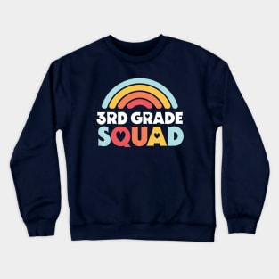 Cute School Teacher 3rd Grade Squad with Retro Rainbow and Hearts Crewneck Sweatshirt